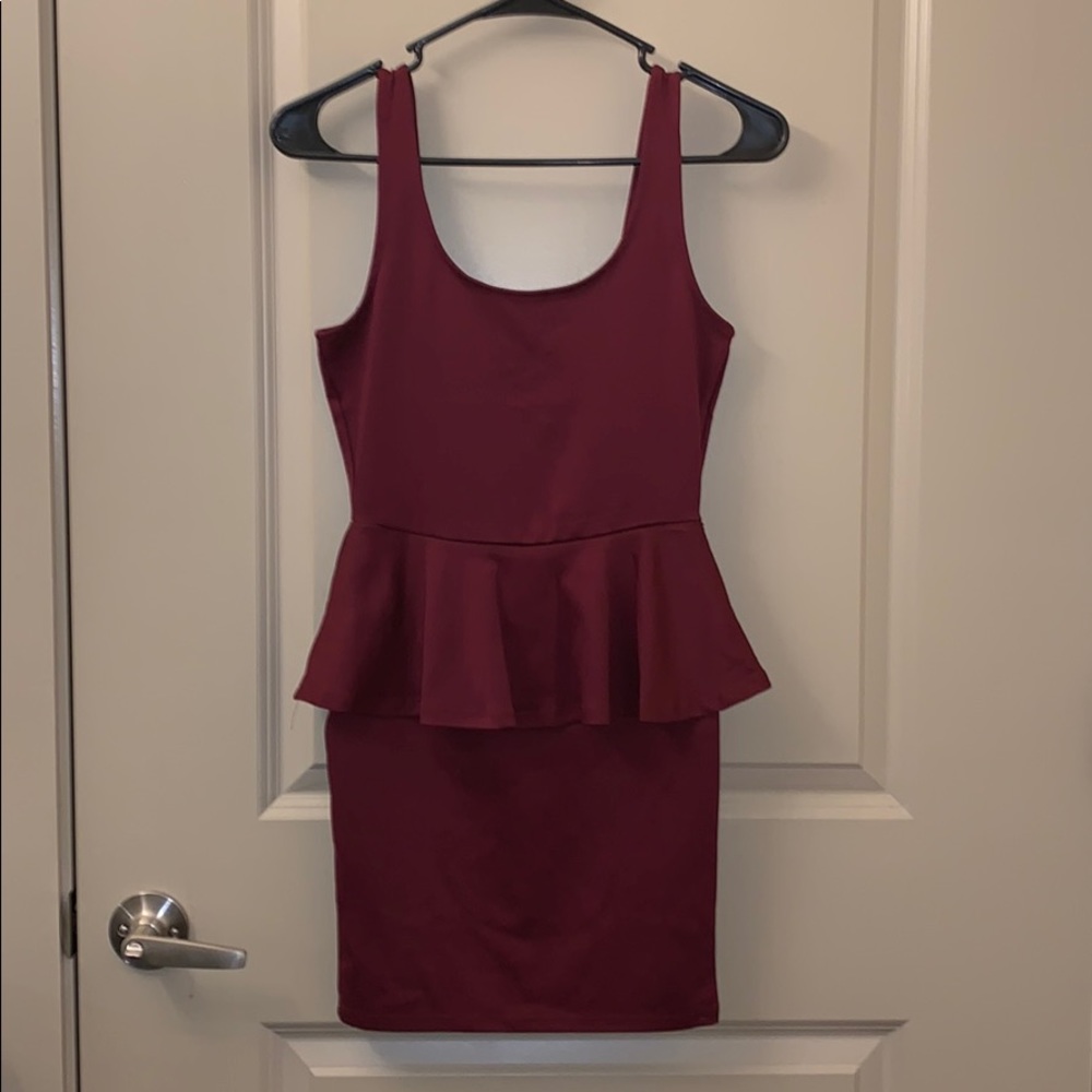Maroon peplum mini dress